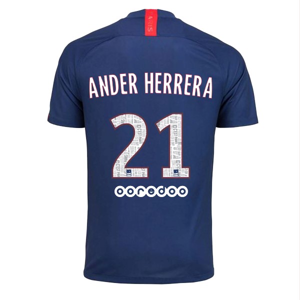 Camiseta Paris Saint Germain NO.21 Ander Herrera 1ª 2019-2020 Azul